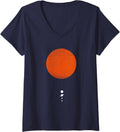 Womens The Solar System | Minimal Solar System Design Graphic V-Neck T-Shirt - Navy Blue