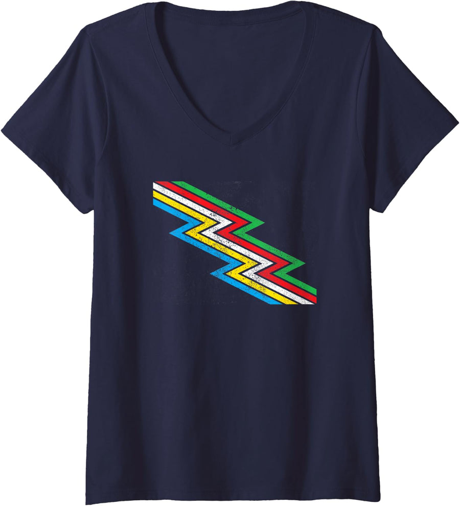 Women's Disability pride flag V-Neck T-Shirt - Navy Blue