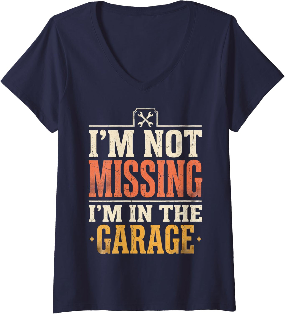 Women's I'm Not Missing Handyman Car Mechanic Motorcycle Garage V-Neck T-Shirt - Navy Blue