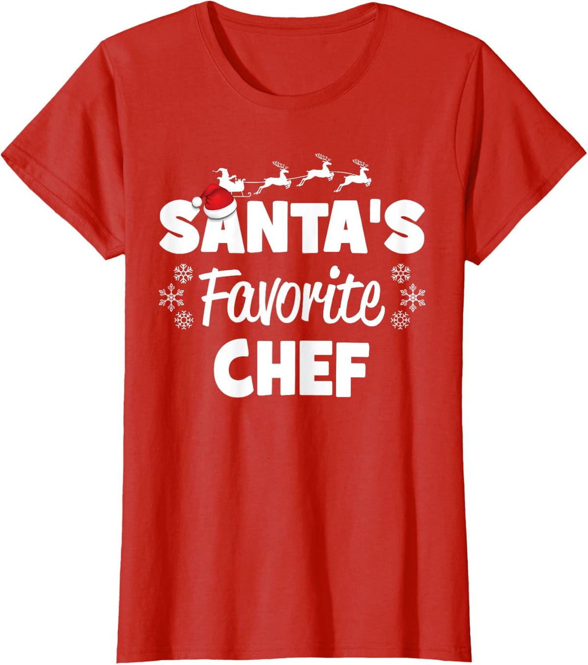 Santa's Favorite Chef Funny Christmas Matching T-Shirt - Red
