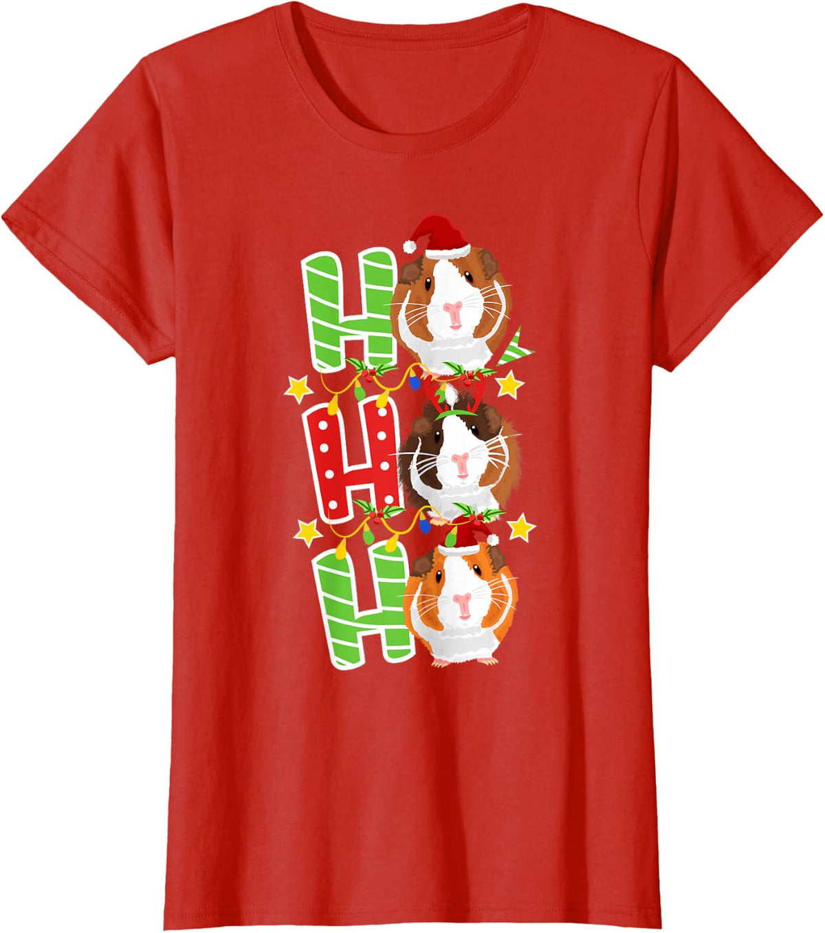 Santa Christmas Guinea Pig Lover Owner Stuff Piggy Cavy T-Shirt - Red