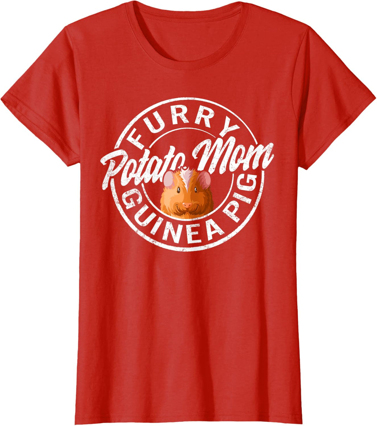 Furry Potato Mom Guinea Pig Mom Cute Cavy Mama Mothers Day T-Shirt - Red