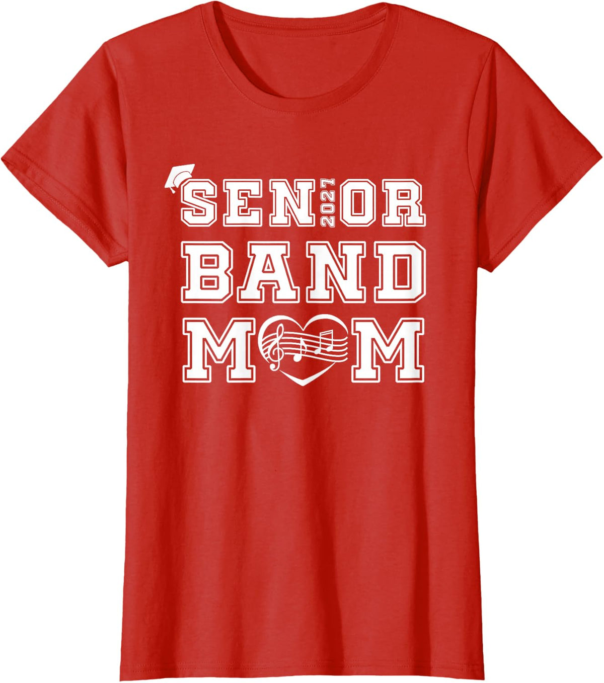 Senior Marching Band Mom Class of 2027 Senior Night Women T-Shirt - Red