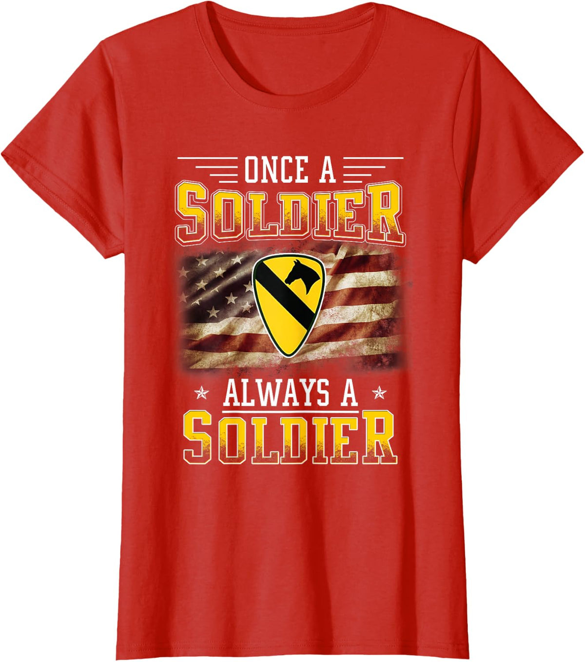 1st Cavalry Division Veteran Always a Soldier Military Xmas T-Shirt - Red