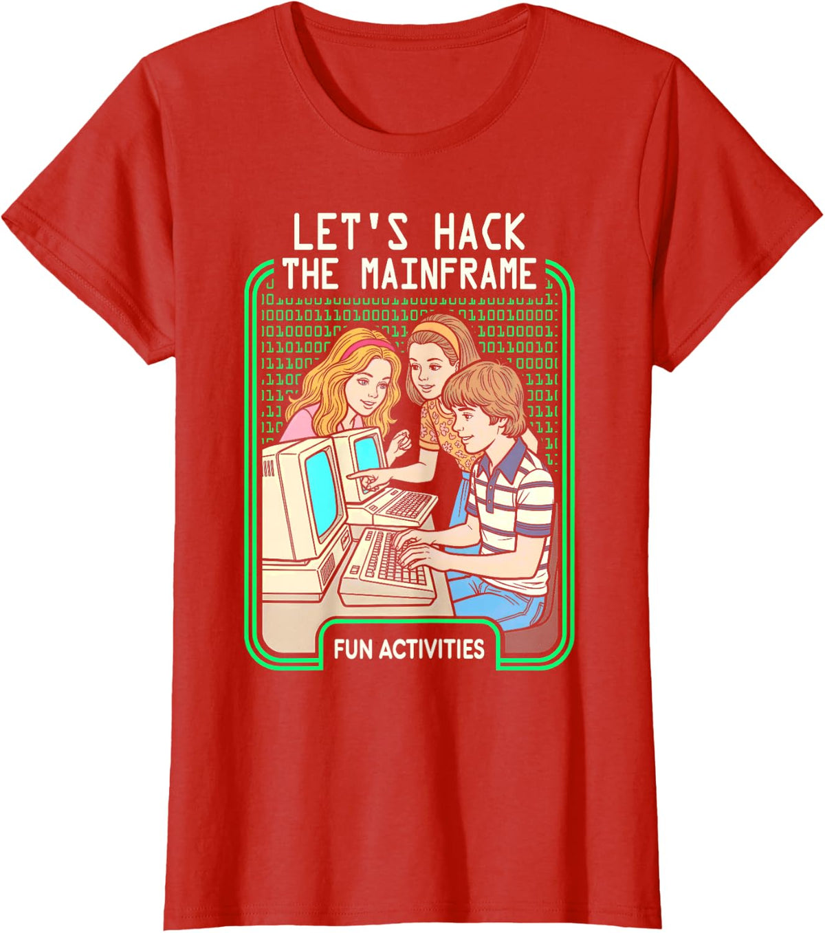 Let's Hack The Mainframe Funny Computer Hacker Programmer T-Shirt - Red