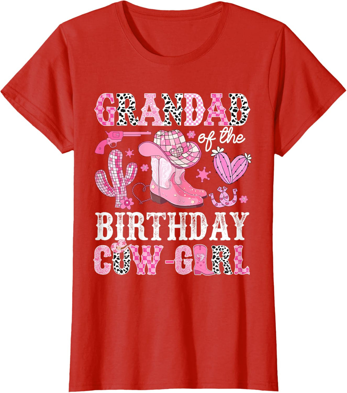 Grandad Of The Birthday Cow-Girl Rodeo Cowgirl Bday T-Shirt - Red