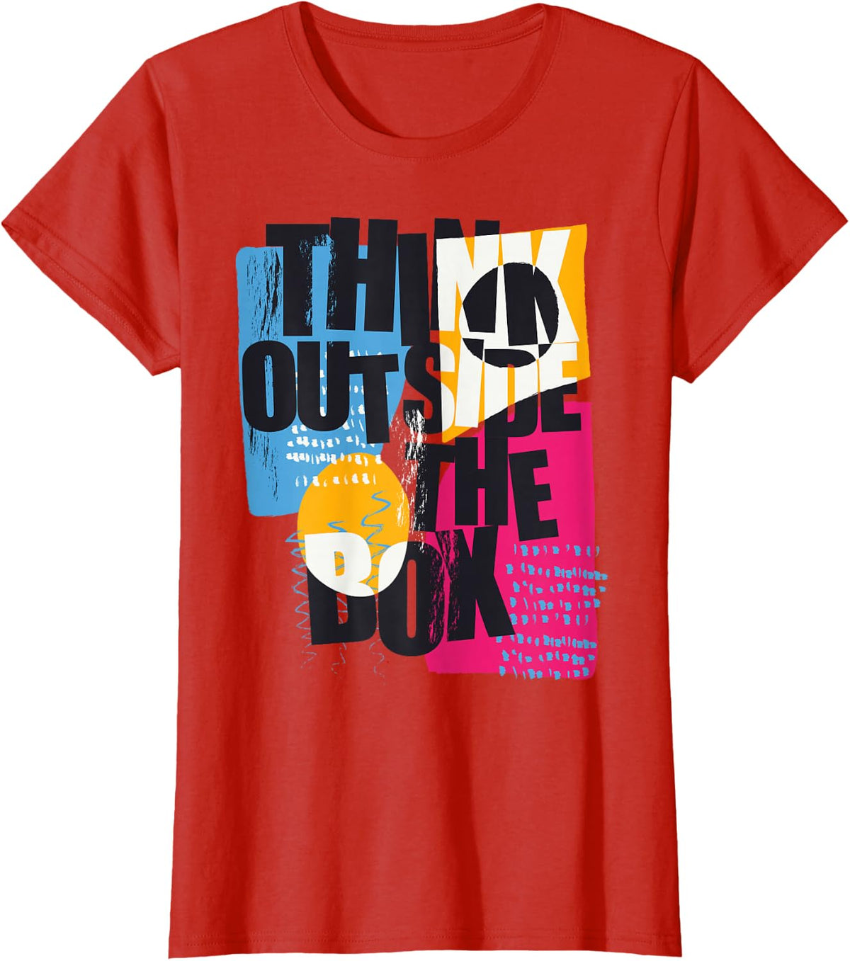 Pop Art Think Outside The Box Retro 60 Vintage Graphic Comic T-Shirt - Red
