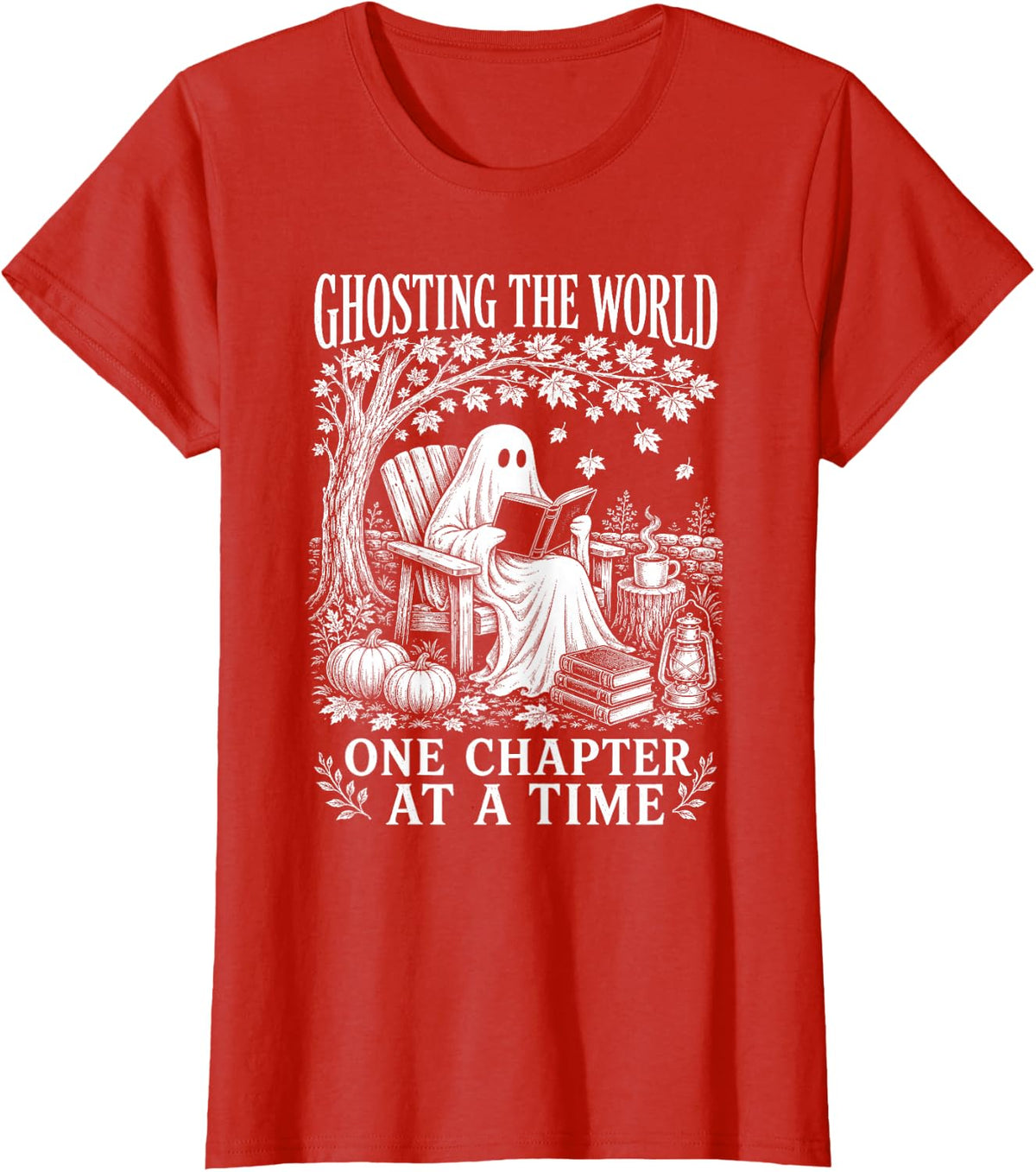 Ghosting The World One Chapter At A Time T-Shirt - Red