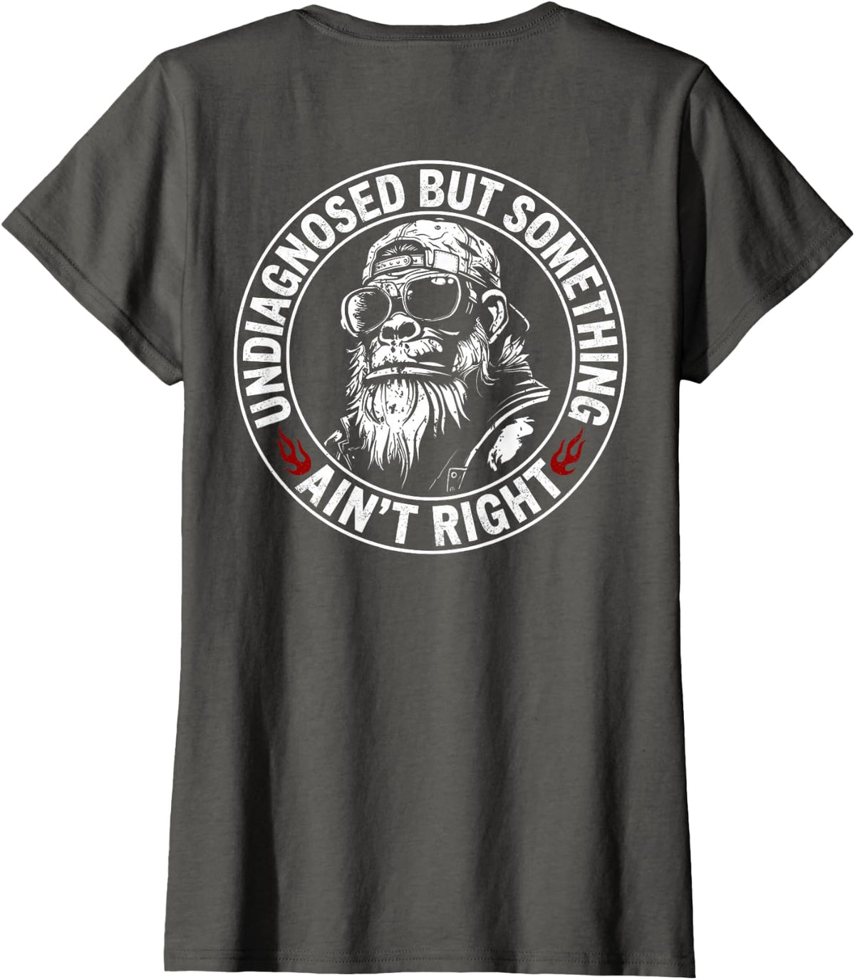 Monkey Undiagnosed But Something Ain't Right (On Back) T-Shirt - Asphalt Grey