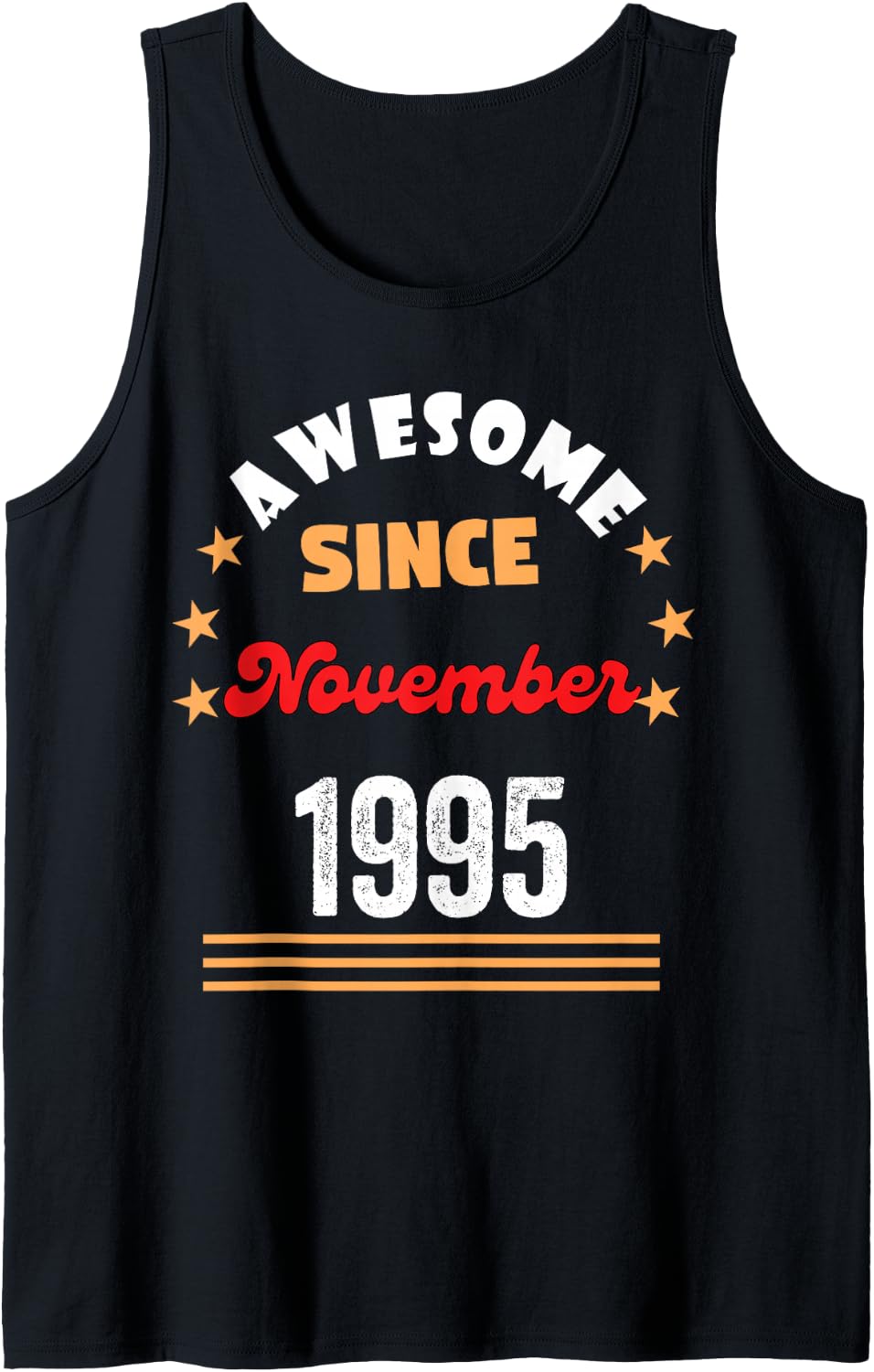 Men's November 1995 Birthday Awesome Since 1995 November Vintage Sleeveless Tank Top - Black