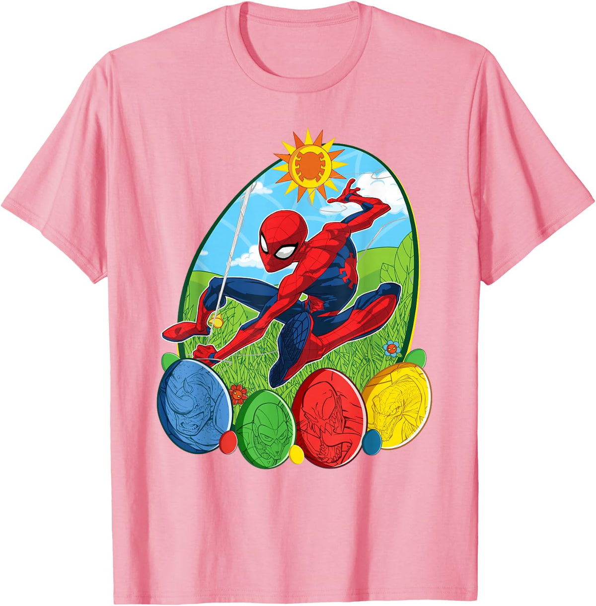 Marvel Spider-Man and Villains Easter Egg T-Shirt - Pink
