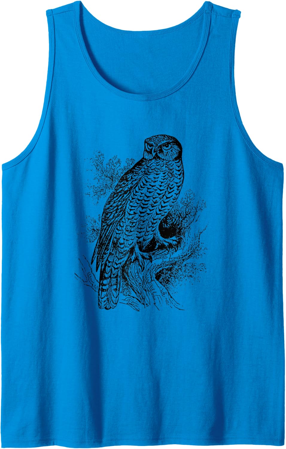 Vintage Northern Hawk Owl Bird Avian Sleeveless Tank Top - Sapphire Blue