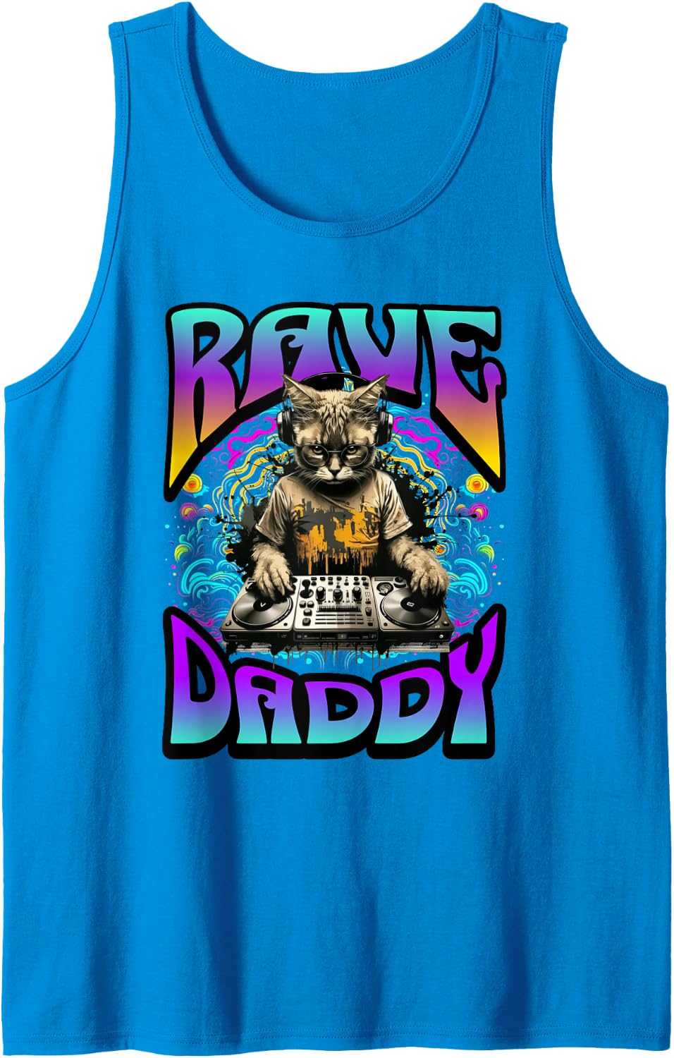 Rave Daddy EDM and Raving Father Music Festivals Electro DJ Tank Top - Sapphire Blue