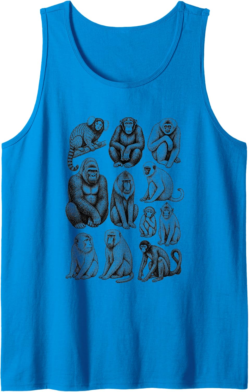 Primates 90s Vintage Tattoo Style Retro Monkeys Graphic Y2K Tank Top - Sapphire Blue