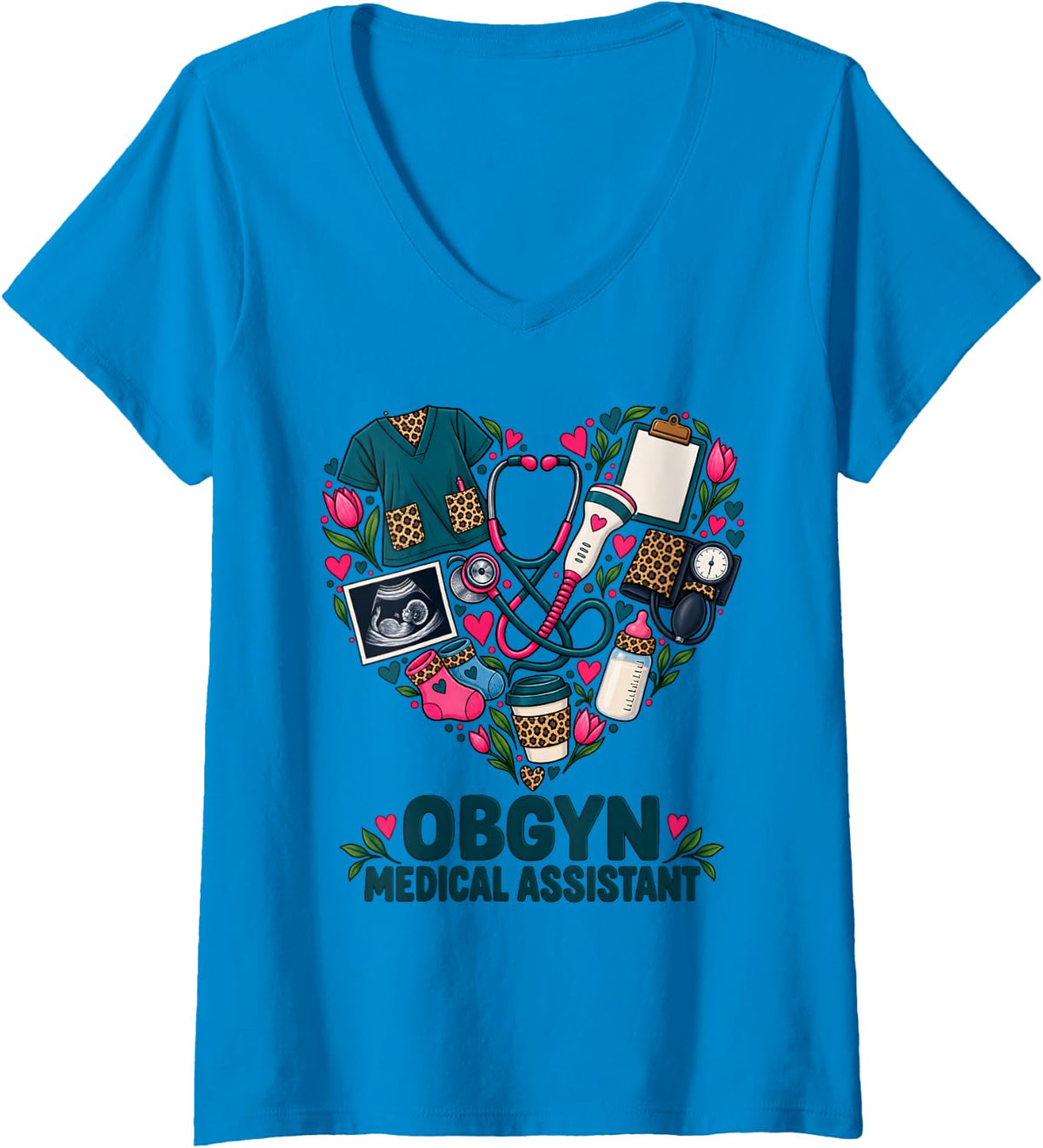 Women's Oggyn Medical Assisant V-Neck T-Shirt - Sapphire Blue