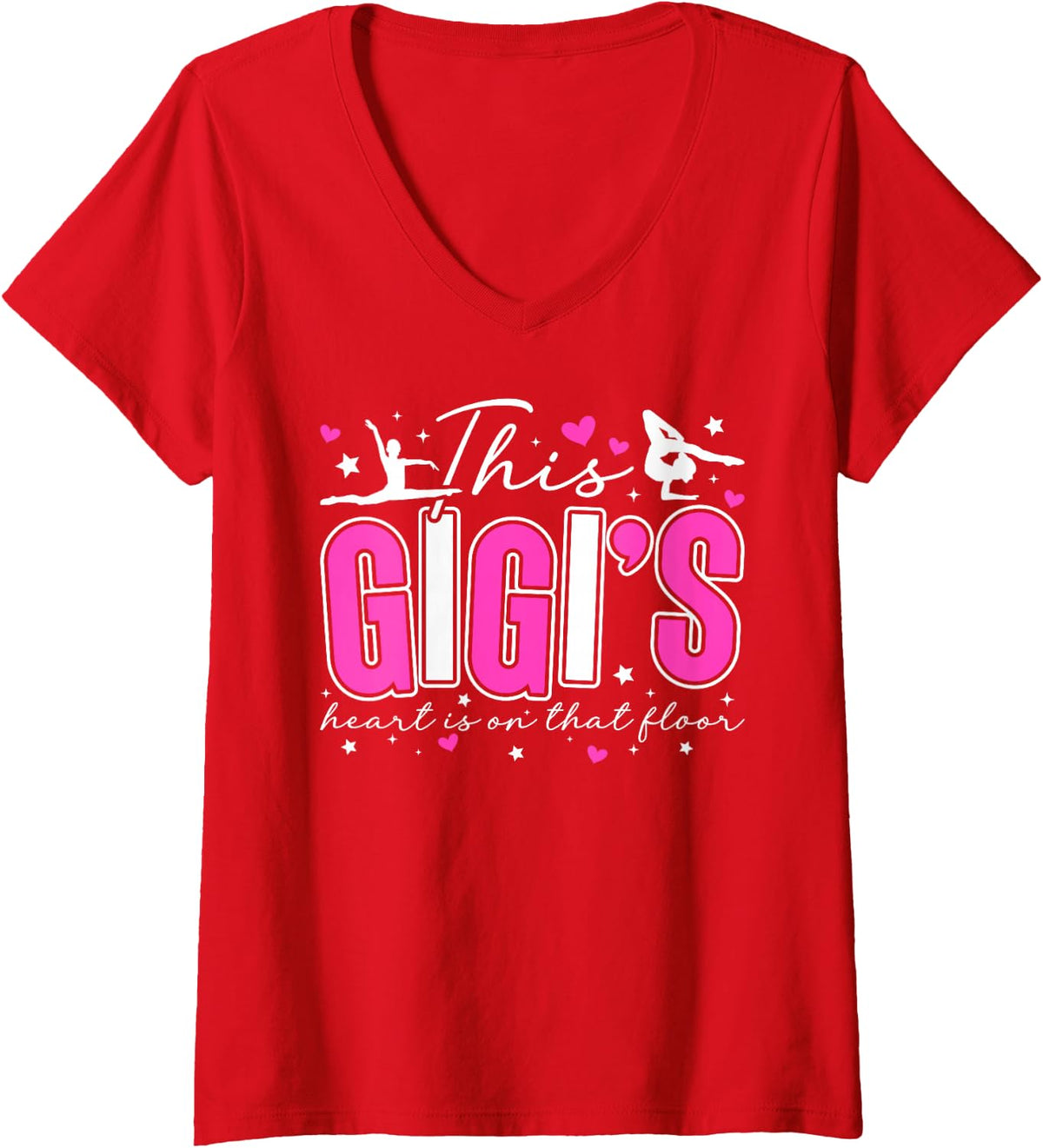 Women's Proud Gymnastics Gigi of A Gymnast Gigi Grandma V-Neck T-Shirt - Red