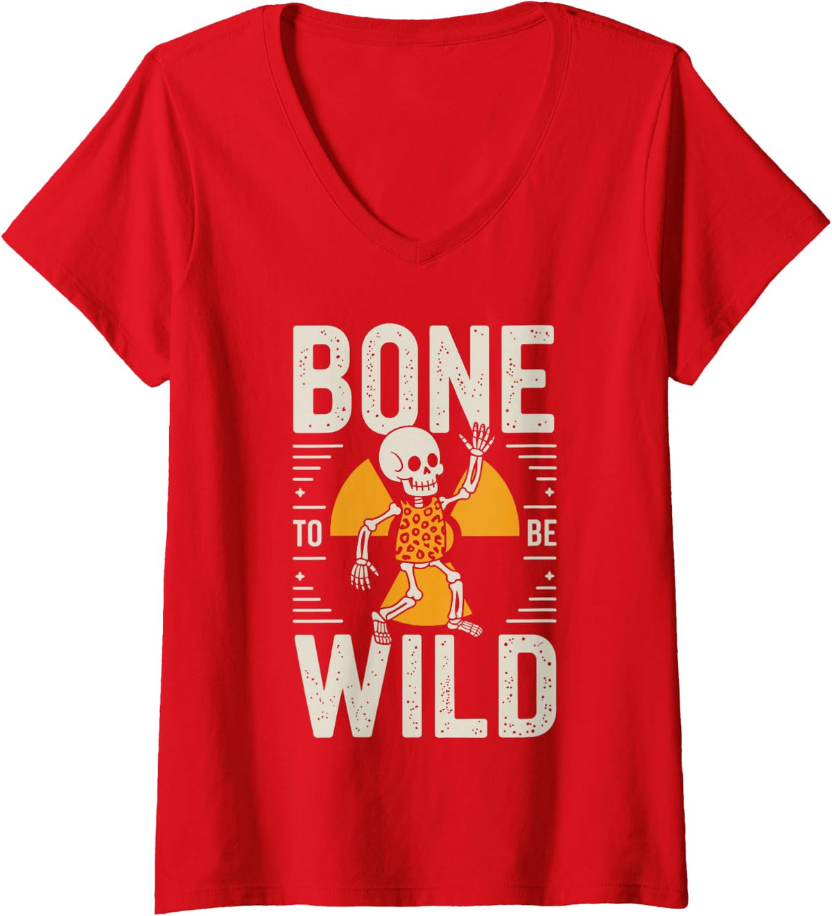 Women's Funny X- Ray Technician Bone to Be Wild Radiology V-Neck T-Shirt - Red