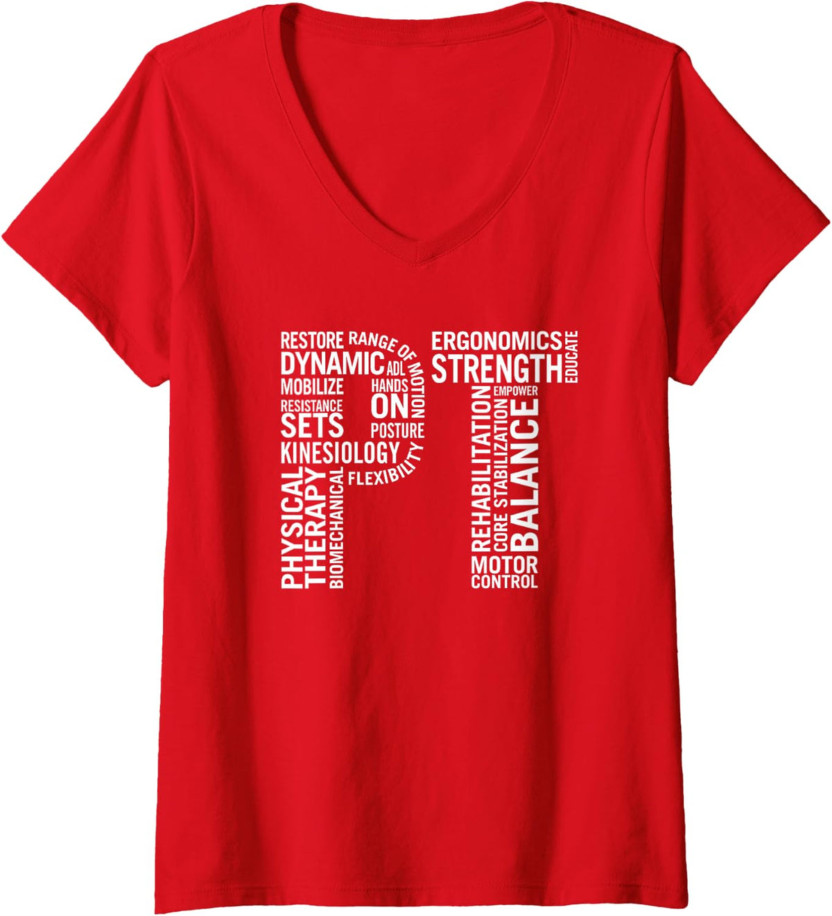 Women's Physical Therapy PT Month Physiotherapist Appreciation V-Neck T-Shirt - Red