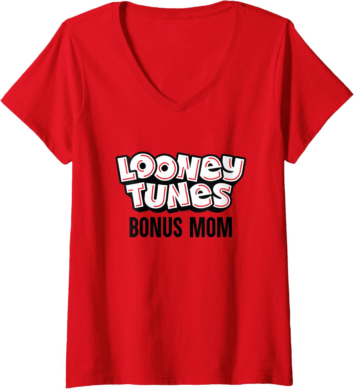 Women's Looney Tunes Bonus Mom V-Neck T-Shirt - Red