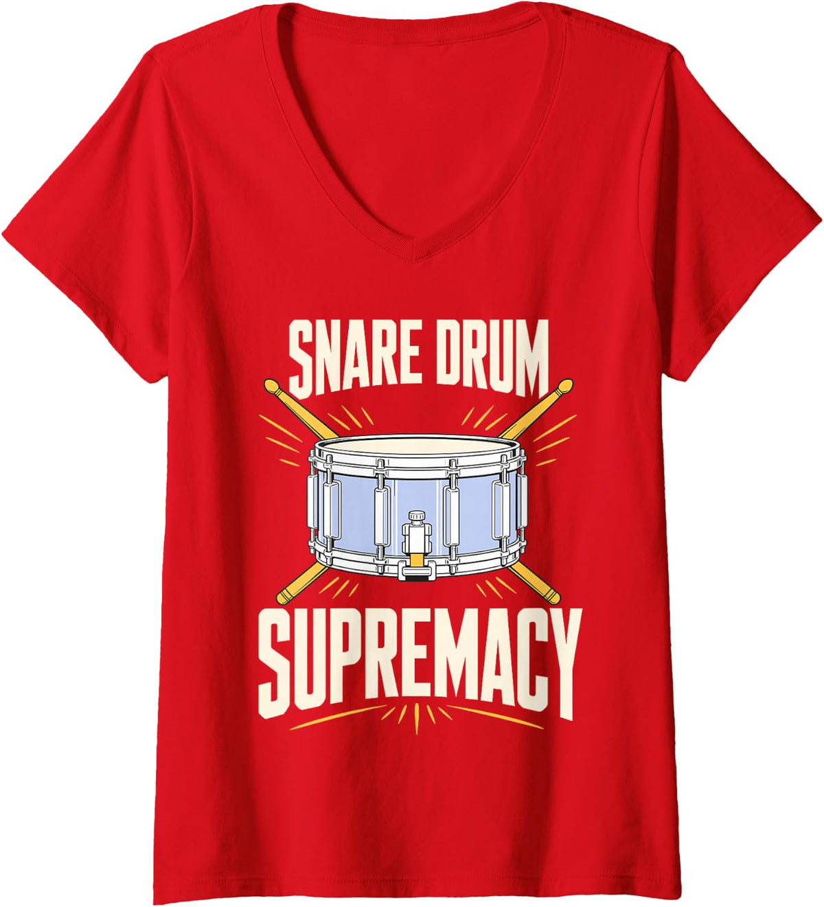 Women's Snare Drum Supremacy Drummer Percussion Music V-Neck T-Shirt - Red