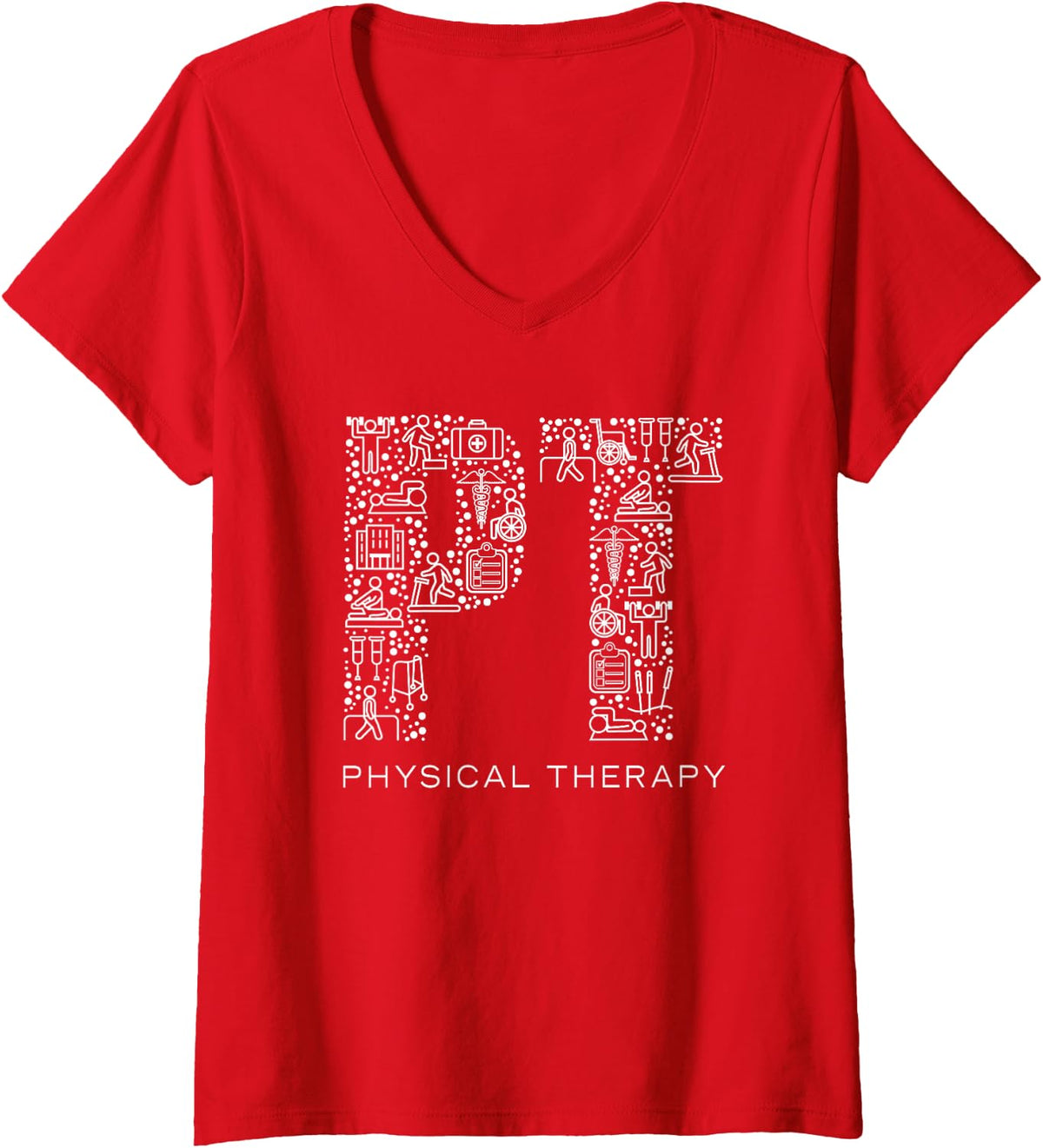 Women's Physical Therapy Physiotherapist PT Month Appreciation V-Neck T-Shirt - Red