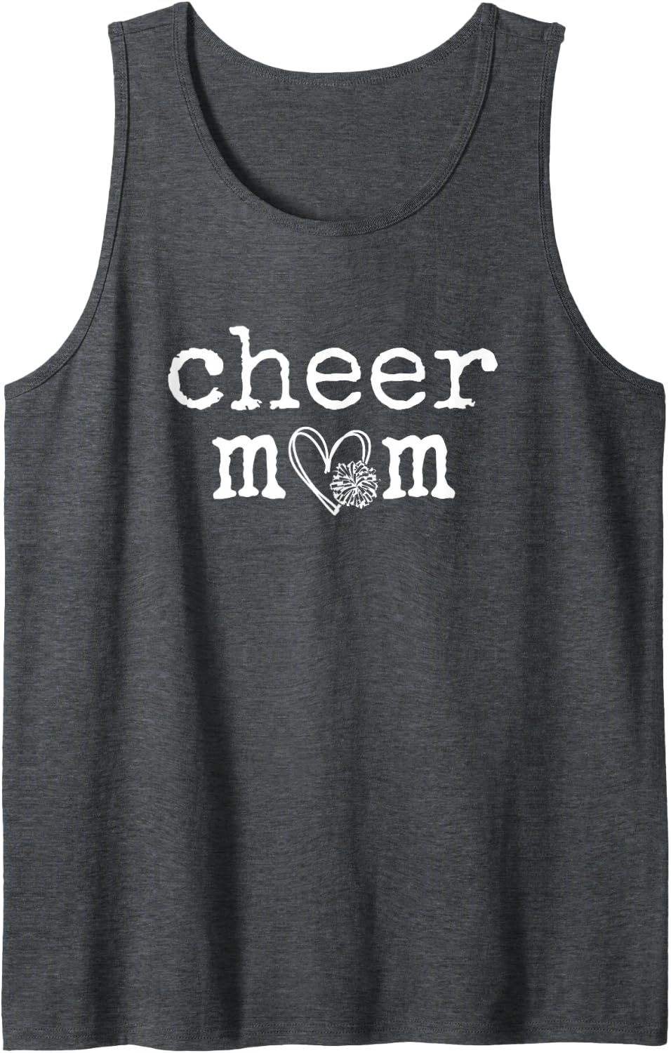 Cheer Mom Cheerleading Heart Sleeveless Tank Top - Dark Heather Grey