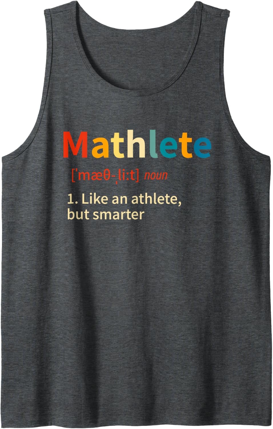 Mathlete Definition Funny Math Geek Nerd Math Teacher Sleeveless Tank Top - Dark Heather Grey