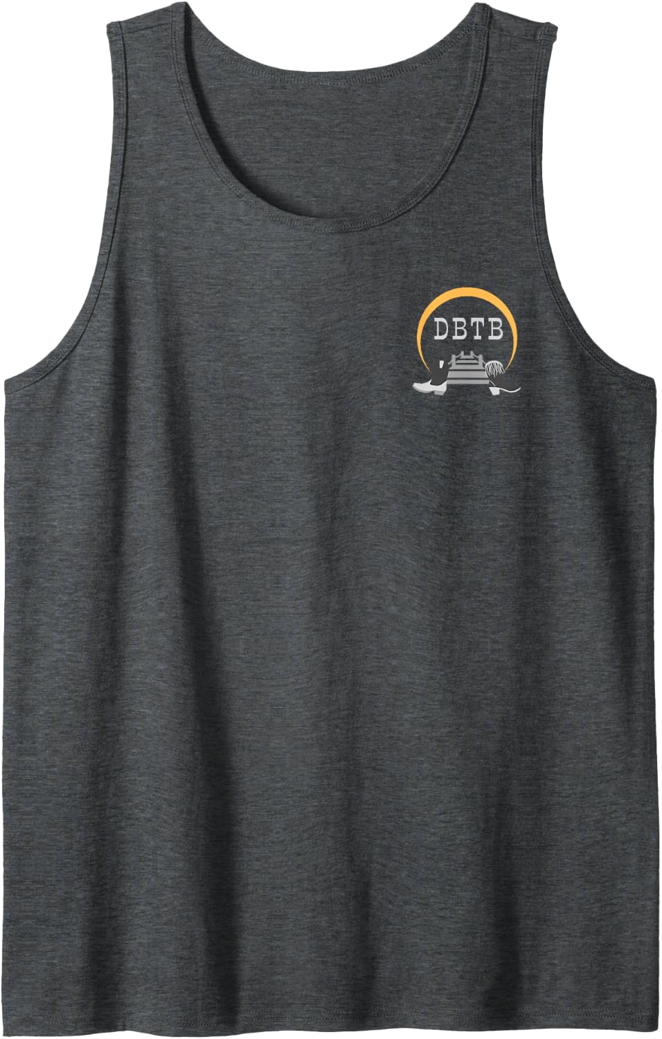 Dancing by the Bay Tank with White/Light Logo Sleeveless Tank Top - Dark Heather Grey