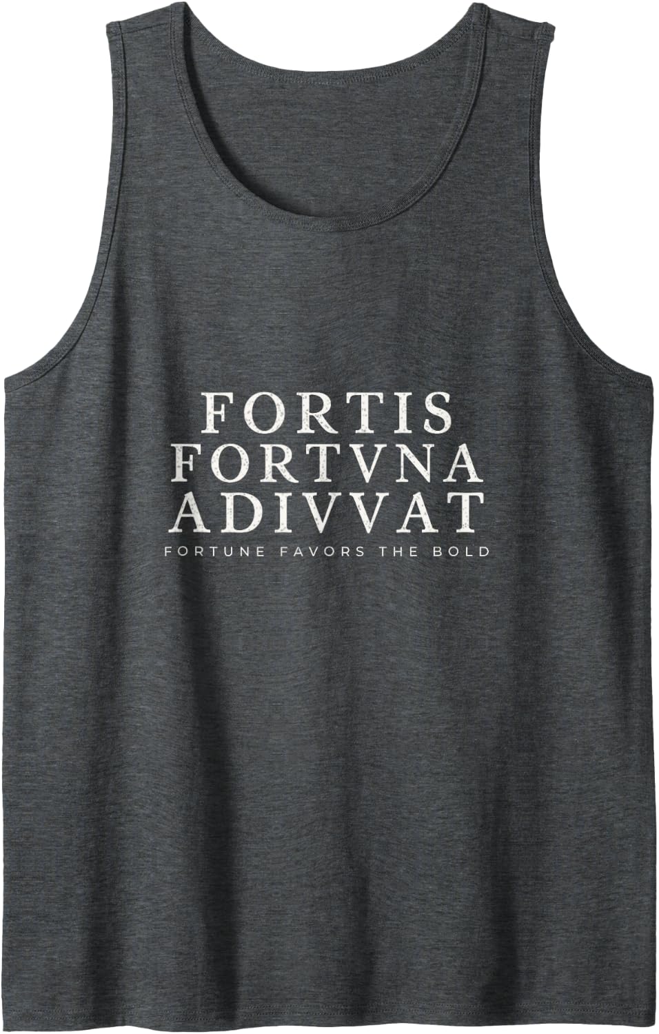 Fortis Fortuna Adiuvat Latin Stoic Philosophy Tee Tank Top - Dark Heather Grey
