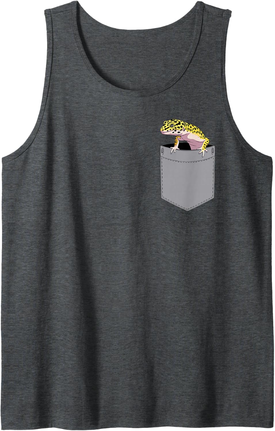 Funny Leopard Gecko Design for Men Women Kids Leopard Gecko Sleeveless Tank Top - Dark Heather Grey