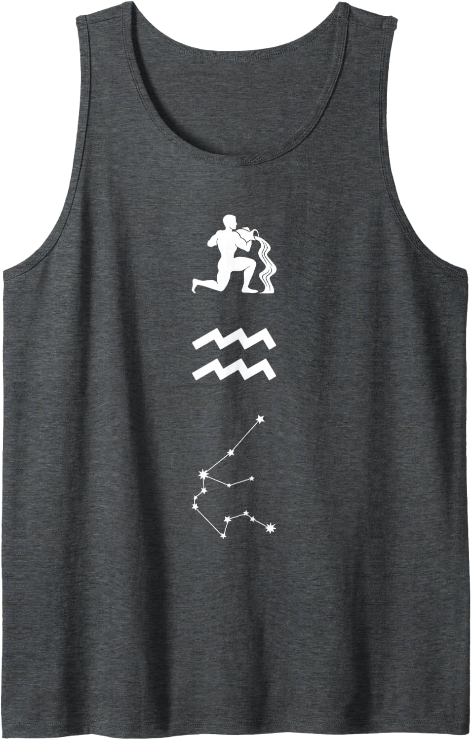 Aquarius Zodiac Symbol Constellation Astrology Design Tank Top - Dark Heather Grey