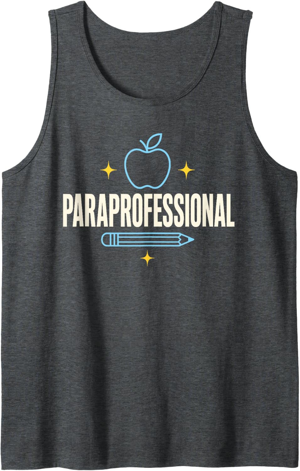 Paraprofessional School Teacher Assistant Apple Sleeveless Tank Top - Dark Heather Grey
