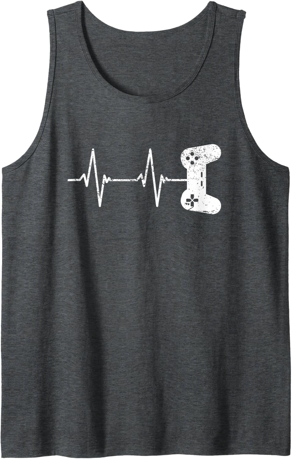 Gamer Heartbeat Long Sleeve Shirt Video Game Lover Gift Sleeveless Tank Top - Dark Heather Grey