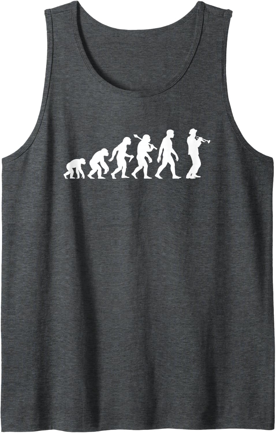 Funny Trumpeter Evolution for Trumpet Player Jazz Musician Tank Top - Dark Heather Grey