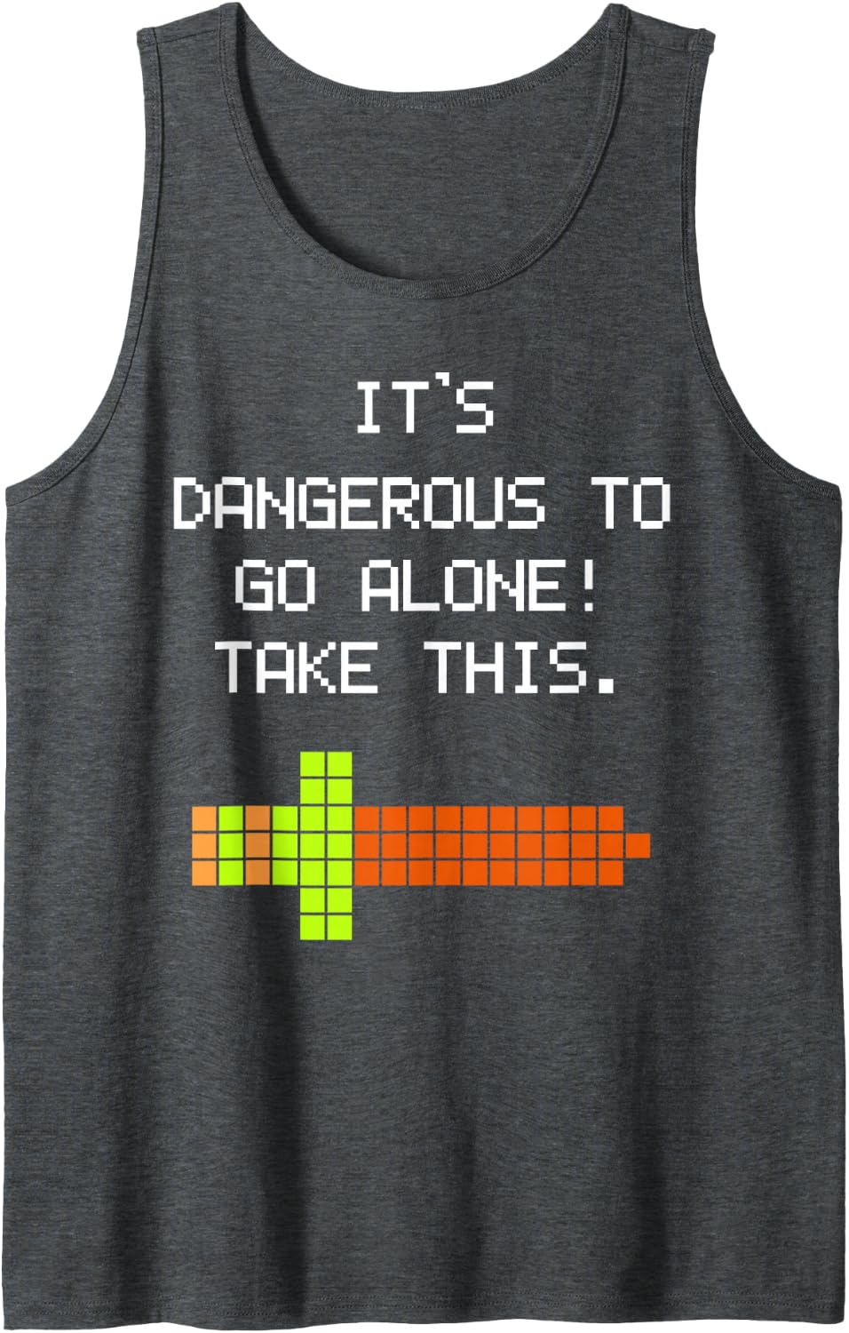 Funny Nerdy It's Dangerous to Go Alone Take This Video Game Tank Top - Dark Heather Grey