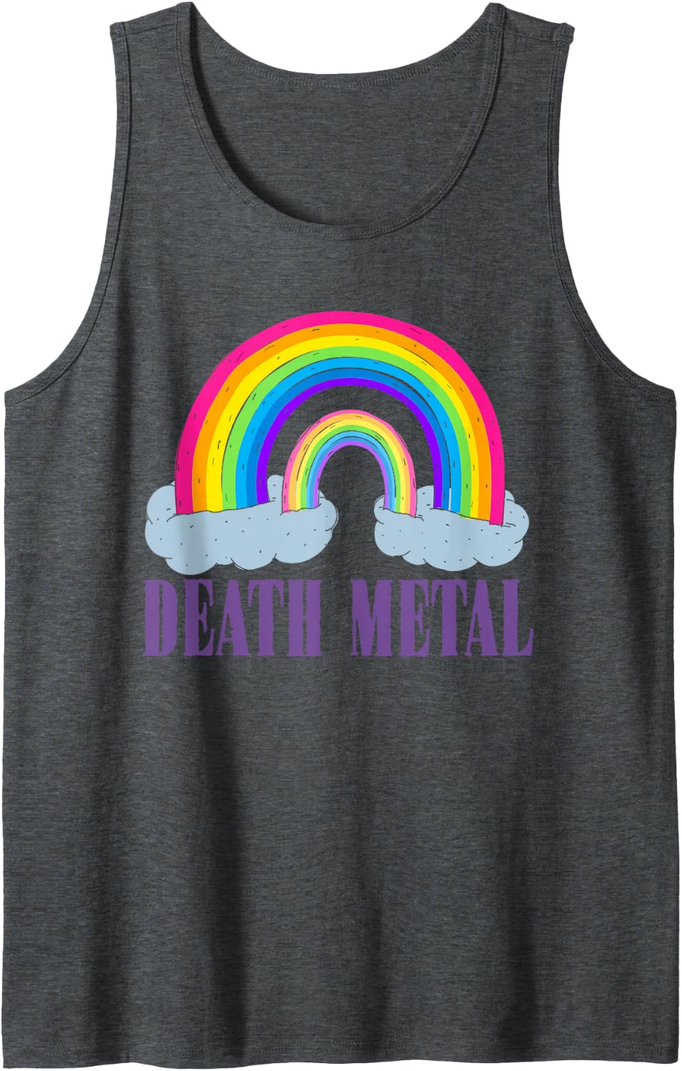 Death Metal Music Rainbow Funny Metalhead Rock Fan Humor Tank Top - Dark Heather Grey