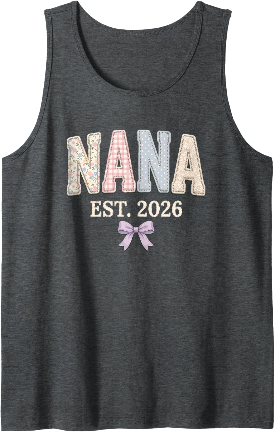 Nana Est 2026 Grandma Gender Reveal Sleeveless Tank Top - Dark Heather Grey