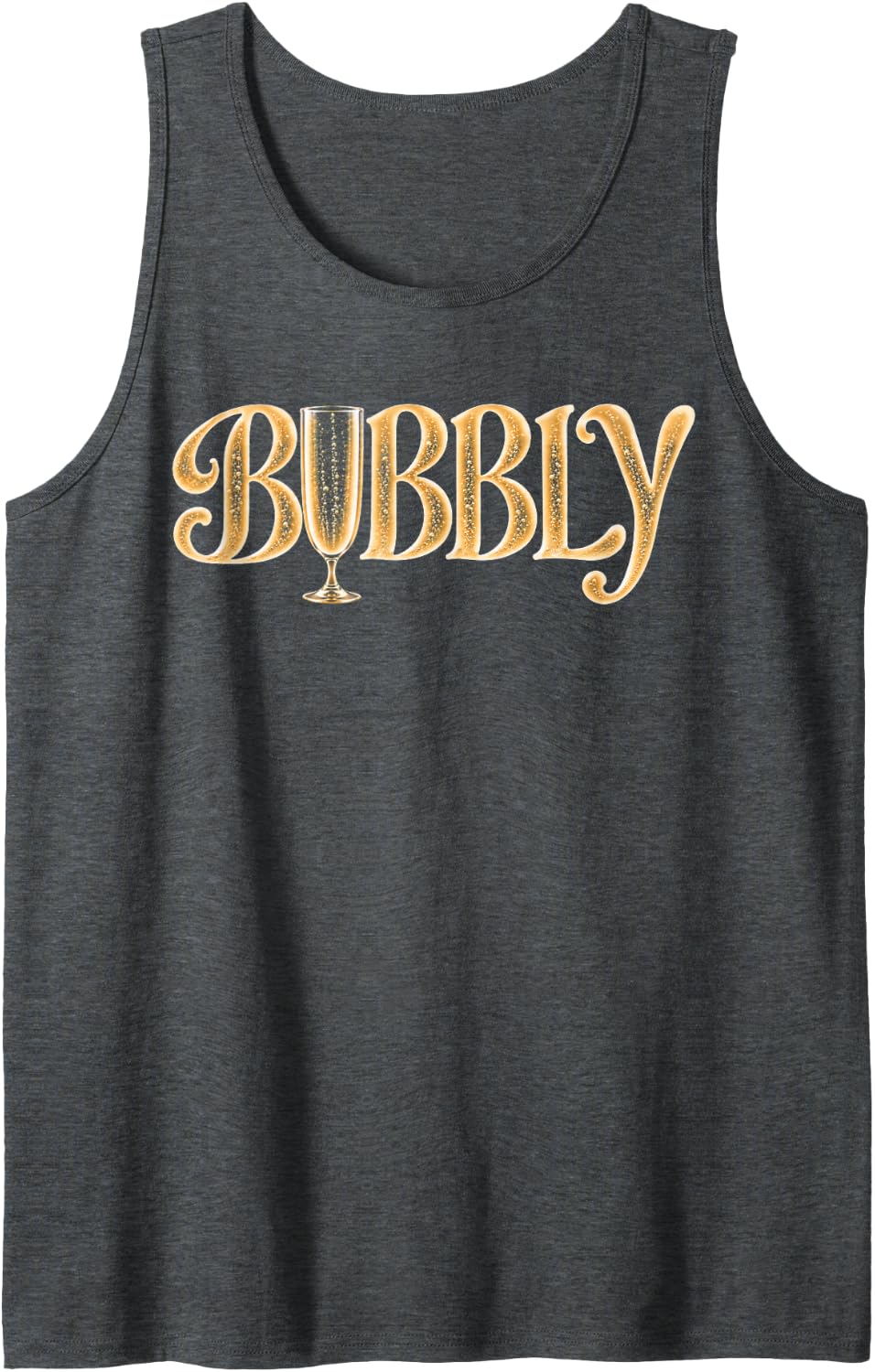 Bubbly Champagne Sparkling Wine Celebration Womens Fashion Sleeveless Tank Top - Dark Heather Grey