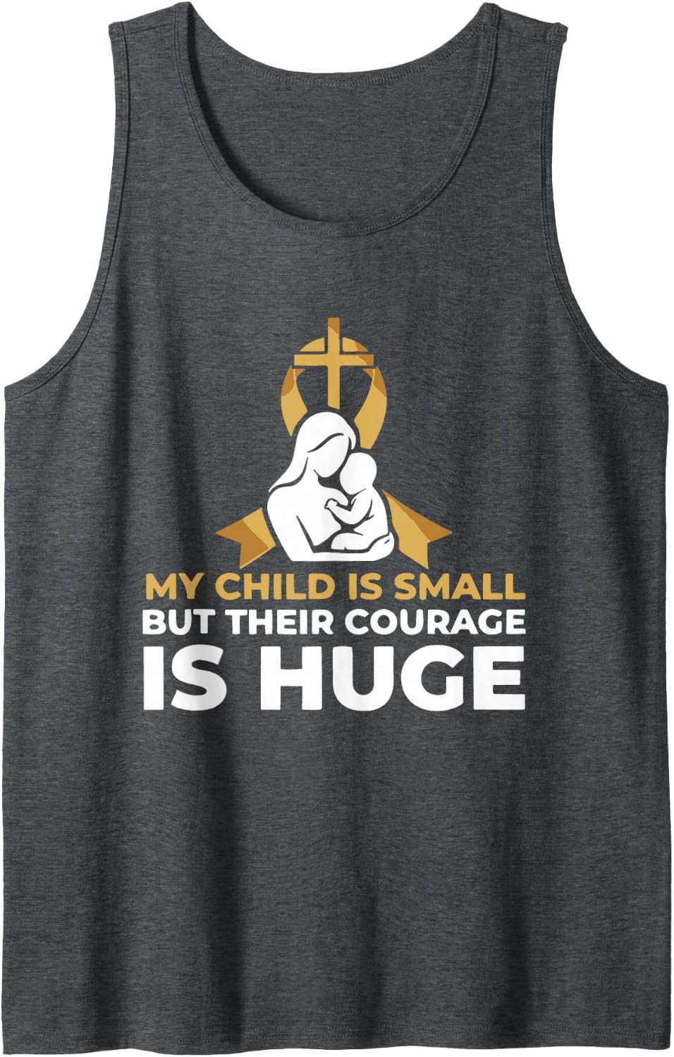 Childhood Cancer Awareness Mama Mother Mommy Gold Ribbon Tank Top - Dark Heather Grey
