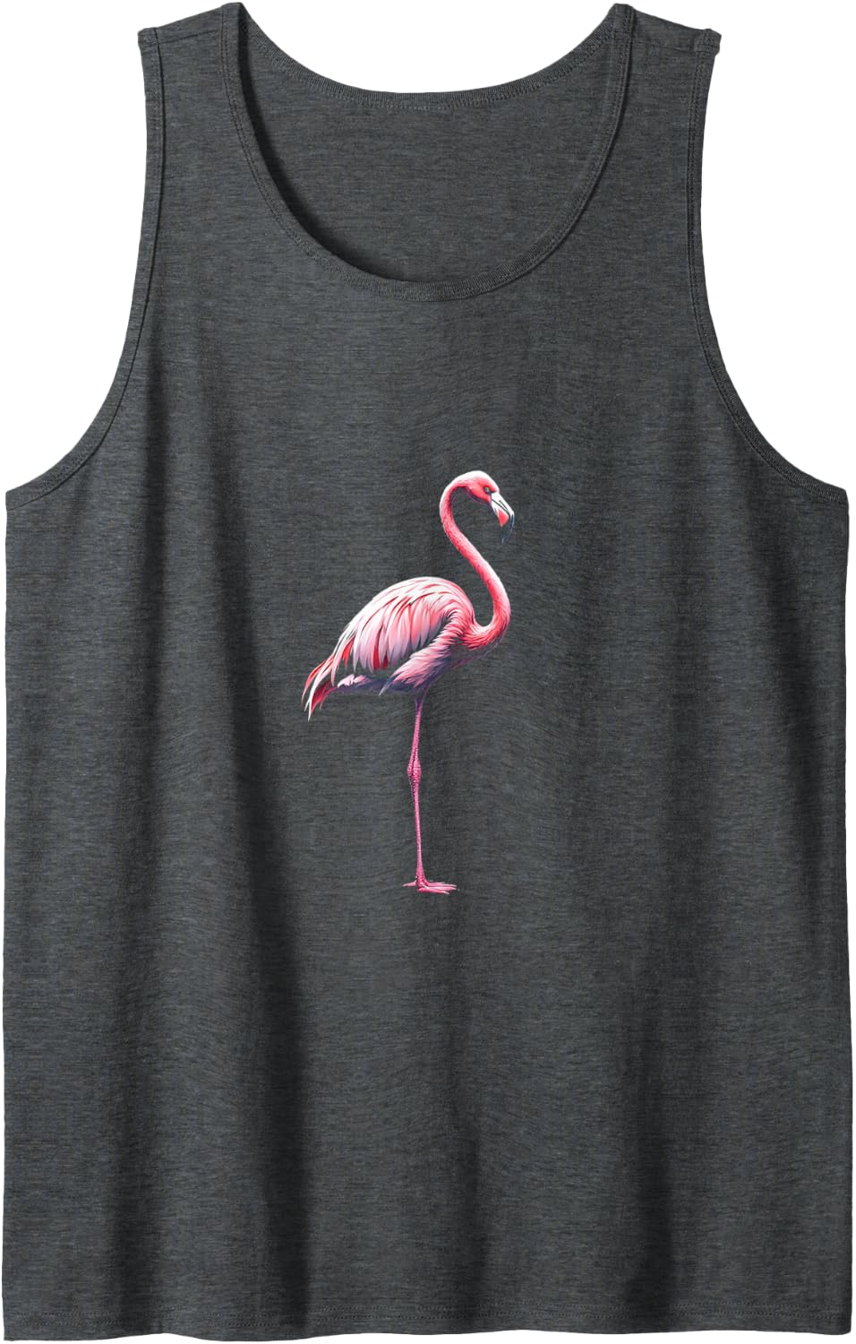 Cool Pink Flamingo on Black Background Sleeveless Tank Top - Dark Heather Grey