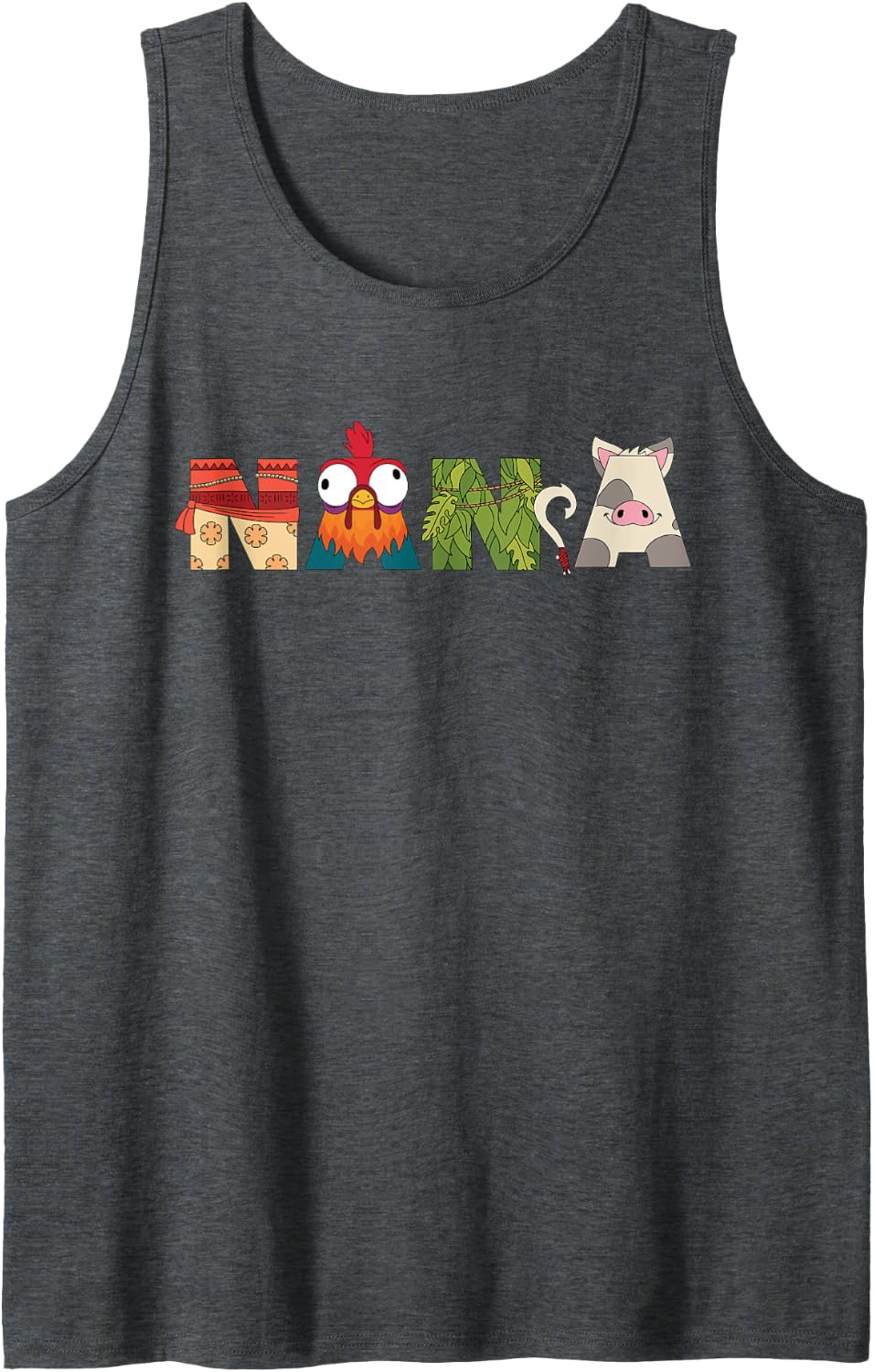 Disney Moana Letters Nana Grandma Gift Family Trip Vacation Tank Top - Dark Heather Grey