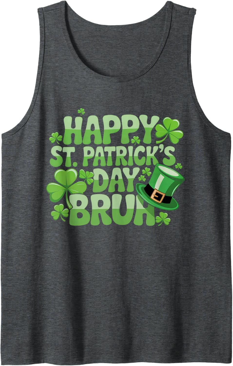 St Patricks Day Shirts for Kids Bruh Women Boys Shamrock Sleeveless Tank Top - Dark Heather Grey