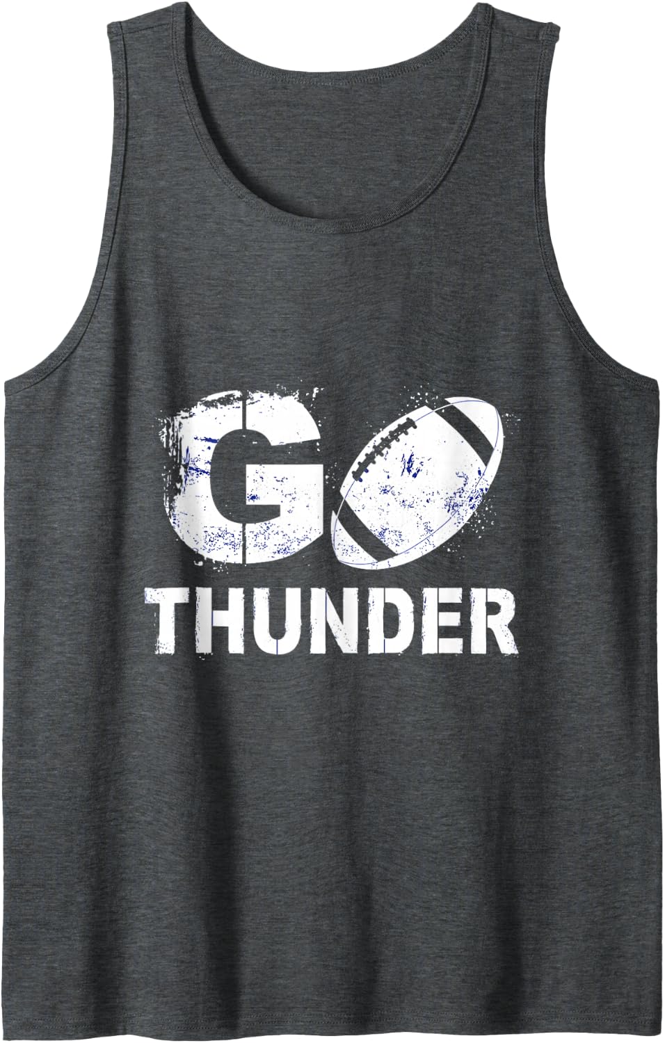 Go Thunder Football Vintage Grunge Sleeveless Tank Top - Dark Heather Grey