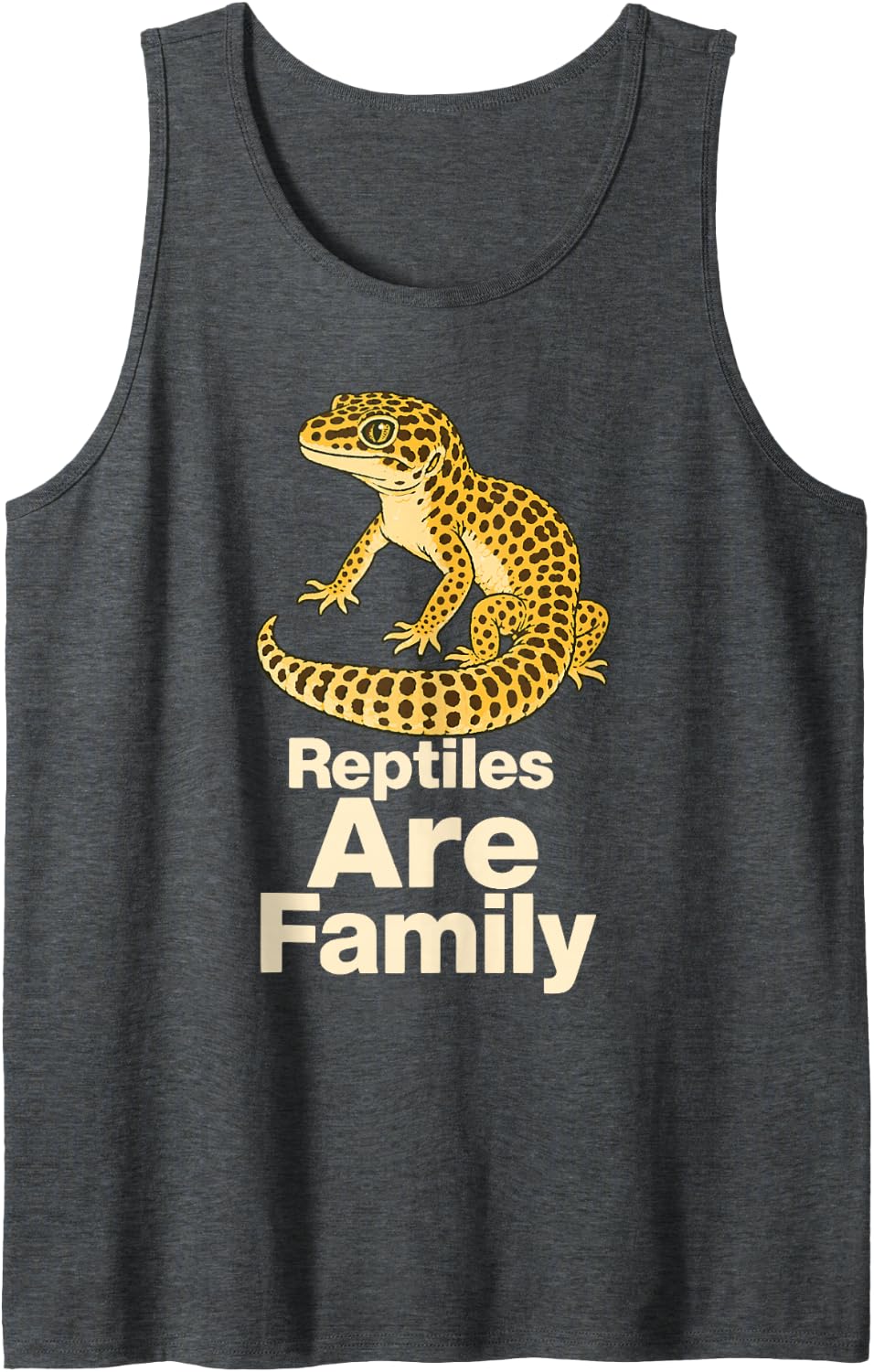 Leopard Gecko Reptiles are Family Lizard Sleeveless Tank Top - Dark Heather Grey