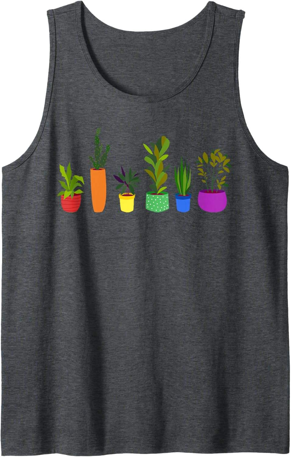 Rainbow Plant LGBTQ Pride Queer Pride LGBT Month Gay Lesbian Sleeveless Tank Top - Dark Heather Grey