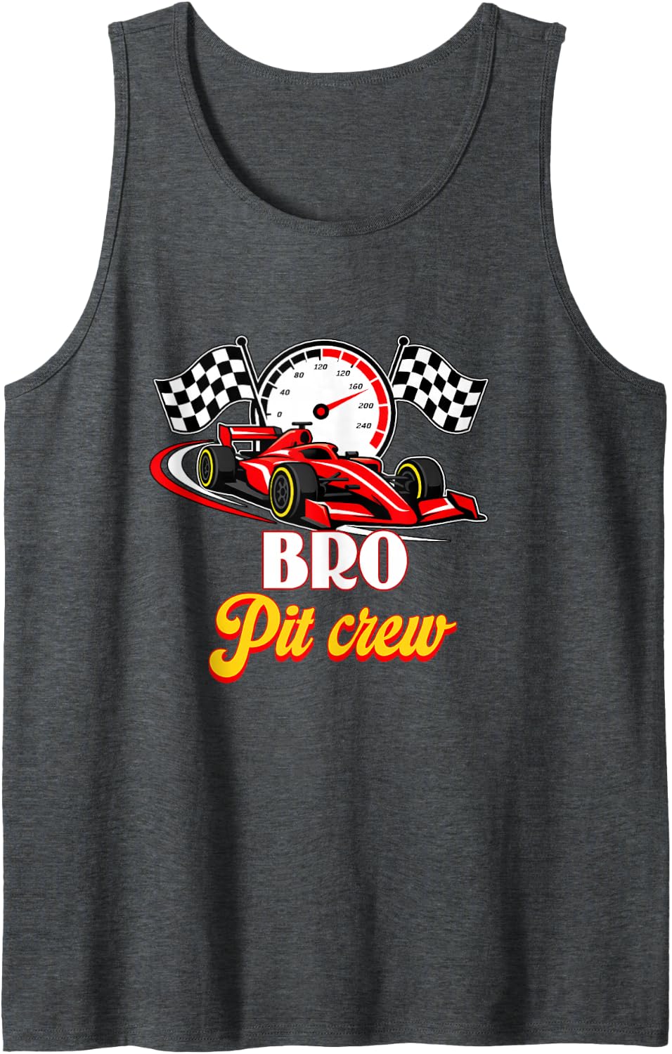Race Car Birthday Party Racing Family Bro Pit Crew Sleeveless Tank Top - Dark Heather Grey