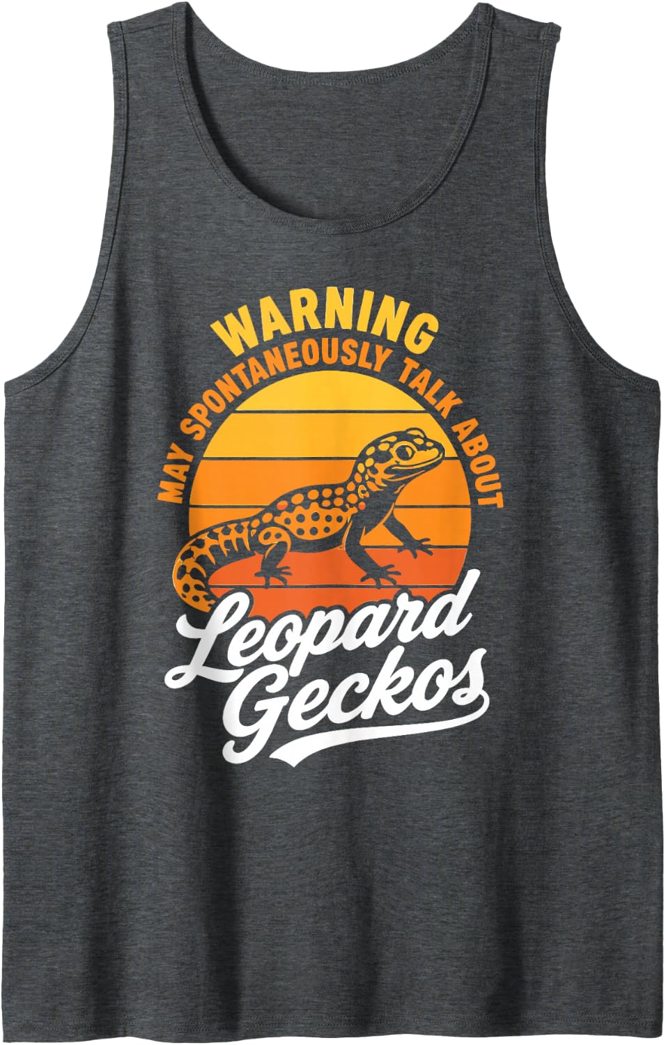 Retro Leopard Gecko Lover Lizard Keeper Sleeveless Tank Top - Dark Heather Grey