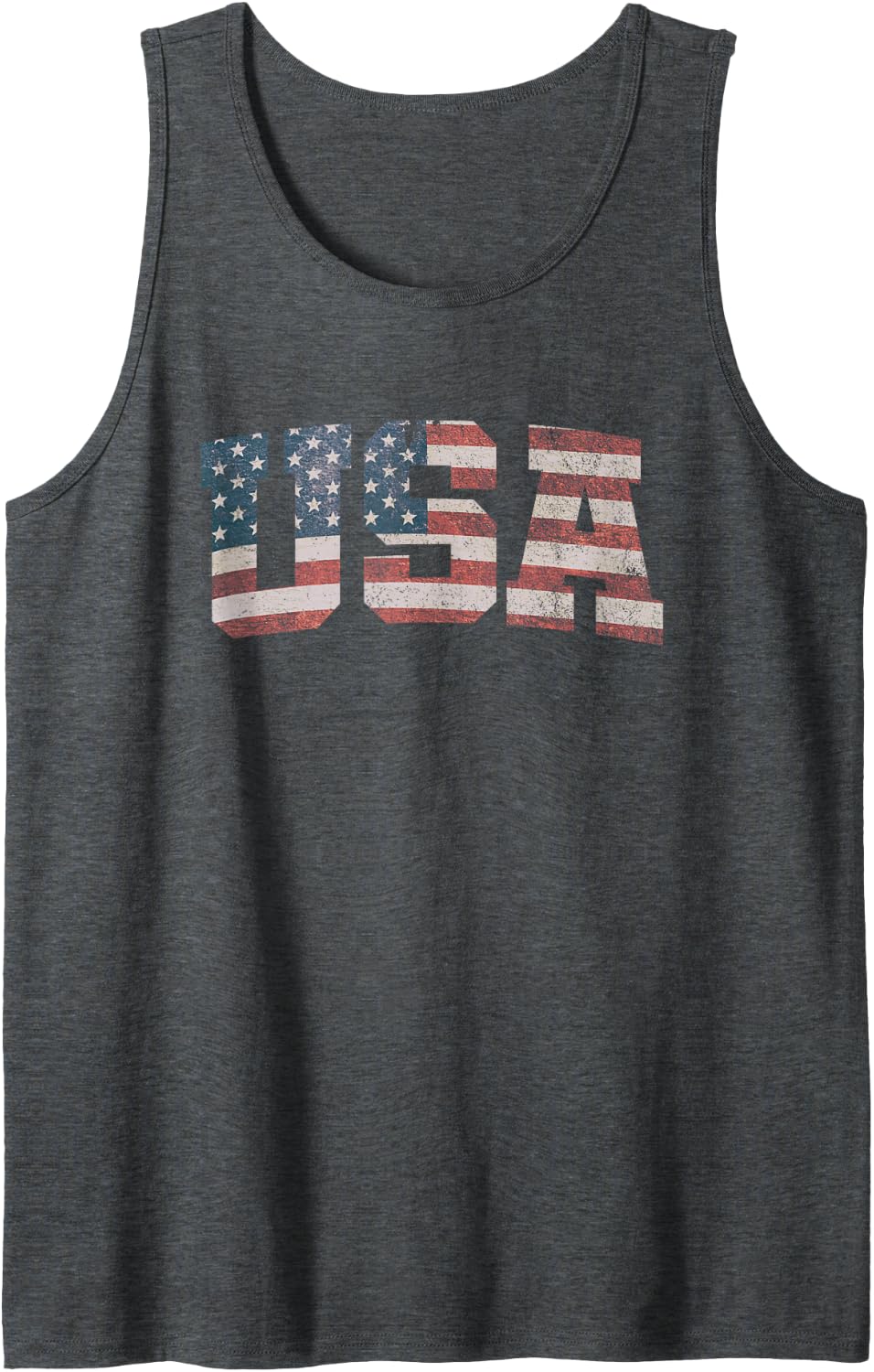 USA US Flag Patriotic 4th of July America Tank Top - Dark Heather Grey