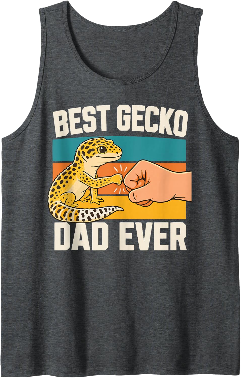Lizard Keeper Father Leopard Gecko Dad Sleeveless Tank Top - Dark Heather Grey