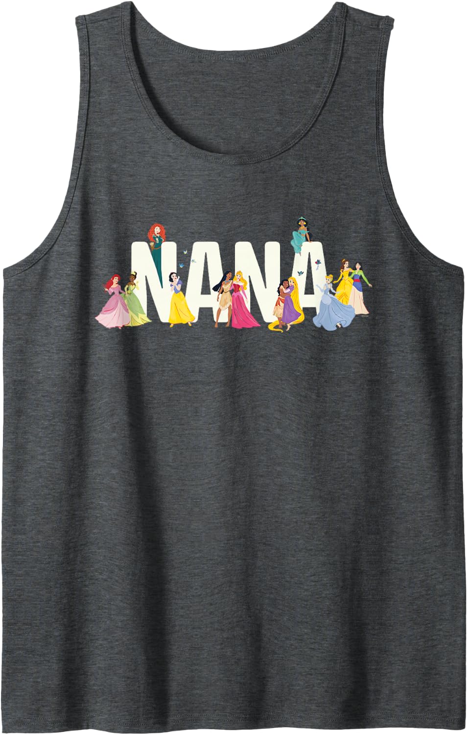 Disney Princess Squad Nana Family Trip Vacation Reunion Tank Top - Dark Heather Grey